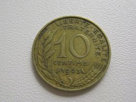 Франція Франция ^/--/^ Франция 10 сантимов 1963 года 15875 ^_^^^ Франція 10 сантимів 1963 15875 - фото фото фото