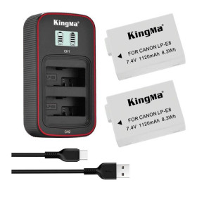 Акумулятори Аккумуляторы ^/--/^ 3-Pack KingMa Canon LP-E /--/ 8 (2 АКБ KingMa LP-E /--/ 8 и 1 ЗУ на две батареи) ^_^^^ 3-Pack KingMa Canon LP-E /--/ 8 (2 АКБ KingMa LP-E /--/ 8 і 1 ЗУ на дві батареї) - фото фото фото