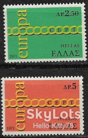 Греція Греция ^/--/^ Греция 1971 Европа СЕРТ Mi 1074-1075 MNH ^_^^^ Греція 1971 Європа Серт Mi 1074-1075 MNH - фото фото фото
