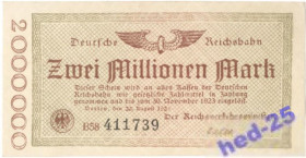 Німеччина Германия ^/--/^ Германия 2000000 марок 1923 Жел.Дор. № подряд! 2 /--/ шт ^_^^^ Німеччина 2000000 марок 1923 Жел.Дор. No підряд! 2 /--/ шт - фото фото фото