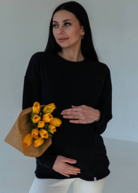 Худі, толстовки Худи, толстовки ^/--/^ 99801 Світшот вільної крою для вагітних з секретом для годування Чорний ^_^^^ 99801 Свитшот свободного покроя для беременных с секретом для кормления Черный - фото фото фото