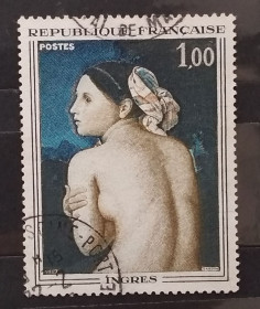 Мистецтво Искусство ^/--/^ Франция 1967 г - Доминик Энгр  (1780-1867) «Купальщица», гаш ^_^^^ Франція 1967 Домінік Енгр (1780-1867) «Купальниця», гаш - фото фото фото