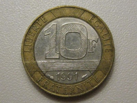 Франція Франция ^/--/^ Франция 10 франков 1991 года 37968 ^_^^^ Франція 10 франків 1991 року 37968 - фото фото фото