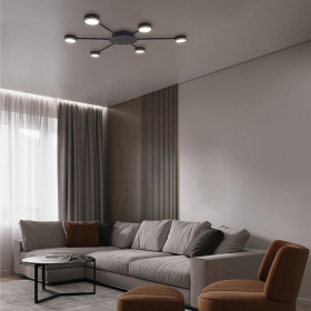 Люстри, плафони Люстры, плафоны ^/--/^ Накладний світильник Ledcoin ML /--/ 471-6 під лампу чорний ^_^^^ Накладной светильник Ledcoin ML /--/ 471-6 под лампу черный - фото фото фото