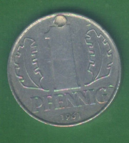НДР, ФРН ГДР, ФРГ ^/--/^ Германия - ГДР 1 пфенниг, 1961 г. ^_^^^ Німеччина - НДР 1 пфеніг, 1961 р. - фото фото фото