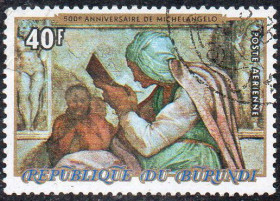 Бурунді Бурунди ^/--/^ Бурунді 1975 - 500 років від дня народження Мікеланджело  (Г) ^_^^^ Бурунди 1975 — 500 лет со дня рождения Микеланджело (Г) - фото фото фото