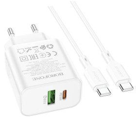 Адаптери Адаптеры ^/--/^ Набор  BA /--/ 88 /--/ A СЗУ USB+Type-C+ кабель Type-C, PD /--/ 20 /--/ W+Q /--/ 3.0, 1 /--/ м, White, Blister ^_^^^ Набір BOROFONE BA /--/ 88 /--/ A СЗУ USB+Type-C+ кабель Type-C, PD /--/ 20 /--/ W+Q /--/ 3.0, 1 /--/ м, White, Blister - фото фото фото