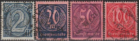 Веймарська республіка Веймарская республика ^/--/^ 1922 - Німеччина - Службові - Деномінація Mi.70-74 _8,0 € _гаш ^_^^^ 1922 - Германия - Служебные - Деноминация Mi.70-74 _8,0 € _гаш - фото фото фото