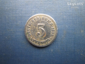 Німецька імперія (-) Германская империя (-) ^/--/^ Монета 5 пфенігів Німеччина імперія 1899 А ^_^^^ Монета 5 пфеннигов Германия империя 1899 А - фото фото фото