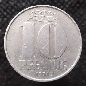 НДР, ФРН ГДР, ФРГ ^/--/^ Німеччина - НДР 10 пфенігів, 1971 ^_^^^ Германия - ГДР 10 пфеннигов, 1971 - фото фото фото