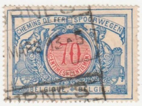 Бенілюкс Бенилюкс ^/--/^ Бельгия  Железнодорожные бандерольные  1903  г. № 36 гашеная ^_^^^ Бельгія Залізничні бандерольні 1903 р. No 36 гашена - фото фото фото
