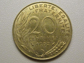 Франція Франция ^/--/^ Франция 20 сантимов 1992 года 38156 ^_^^^ Франція 20 сантимів 1992 року 38156 - фото фото фото