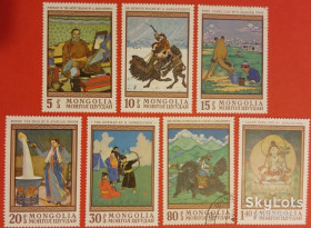 Мистецтво Искусство ^/--/^ Монголия 1968 искусство живопись Mi 503-509   (5 марок MNH + 2 марки гаш) ^_^^^ Монголія 1968 мистецтво живопис Mi 503-509 (5 марок MNH + 2 марки гаш) - фото фото фото