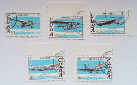 Острівні держави Островные государства ^/--/^ Куба 1979 Авиация, 5 марок, гашеные ^_^^^ Куба 1979 Авіація, 5 марок, гашені - фото фото фото