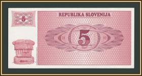 Словенія Словения ^/--/^ Словения 5 толаров 1990 P-3  (3 /--/ a) а-UNC ^_^^^ Словенія 5 толарів 1990 P-3 (3 /--/ a) а-UNC - фото фото фото