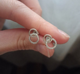 Сережки Серьги ^/--/^ Сережки біле золото 11 /--/ мм ^_^^^ Серьги белое золото 11 /--/ мм - фото фото фото