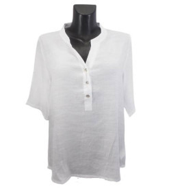Кофти Кофты ^/--/^ Женская блуза лен JJF 605 3 /--/ XL белая ^_^^^ Жіноча блуза лен JJF 605 3 /--/ XL біла - фото фото фото