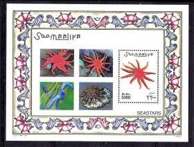 Фауна Фауна ^/--/^ Фауна .  Сомали 2001 г  MNH  - блок - морские звёзды ^_^^^ Сомалі 2001 MNH — блок — морські зірки - фото фото фото