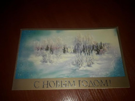 Інше Другое ^/--/^ Открытка С новым годом Горелов 1989 год двойная подписана, лес ^_^^^ З новим роком Горелів 1989 подвійна підписана, ліс - фото фото фото