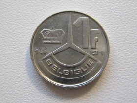 Бельгія Бельгия ^/--/^ Бельгия 1 франк 1991 года BELGIQUE 33067 ^_^^^ Бельгія 1 франк 1991 року BELGIQUE 33067 - фото фото фото