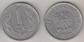 - року - года ^/--/^ Польша  1 злотый 1982 г.  алюминий ^_^^^ Польща 1 злотий 1982 алюміній - фото фото фото