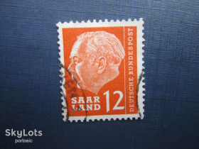 Інше Другое ^/--/^ Марка Германия ФРГ Саар 1957 Президент Теодор Хойсс 12 фр гаш ^_^^^ Марка Німеччина ФРН Саар 1957 Президент Теодор Хойсс 12 фр гаш - фото фото фото