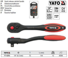 Викрутки Отвертки ^/--/^ Ключ трещотка M /--/ 1/4 L /--/ 144 мм YATO YT-0293 ^_^^^ Ключ тріщотка M /--/ 1/4&amp;quot; L /--/ 144 мм YATO Польща YT-0293 - фото фото фото