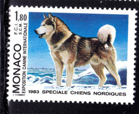 Фауна Фауна ^/--/^ Фауна . Монако 1983 г   MNH  - собаки - выставка -  хаски ^_^^^ Монако 1983 MNH - собаки - виставка - хаски - фото фото фото