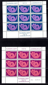 Інші країни Другие страны ^/--/^ Югославия  1973 г MNH 2 /--/ а м/лист -   EUROPA  - CEPT - ^_^^^ Югославія 1973 MNH 2 /--/ а м/лист - EUROPA - CEPT - фото фото фото