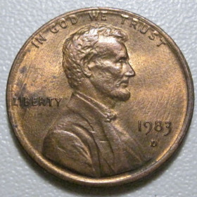 Обігові Обиходные ^/--/^ США 1 цент 1983 року D #40117 ^_^^^ США 1 цент 1983 года D #40117 - фото фото фото
