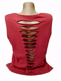 Майки Майки ^/--/^ L-5 /--/ XL Женская майка с рваными деталями, темно красный топ из хлопка в стиле гранж ^_^^^ Рвана темно червона майка з бавовни для розмірів L-XL - фото фото фото