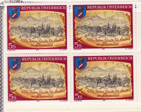 Інші країни Другие страны ^/--/^ Австрия 1989 г MNH  - архитектура - квартблок ^_^^^ 1989 — Австрія — архітектура — шестиблок - фото фото фото
