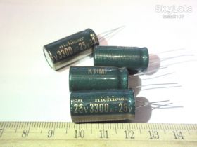 Конденсатори Конденсаторы ^/--/^ Конденсатор NICHICON 3300 /--/ мкФ 25 /--/ В 3300 /--/ uF 25 /--/ V 105 /--/ С 1 /--/ шт - лот - фото фото фото