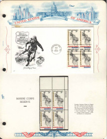 Північна Америка Северная Америка ^/--/^ США 1966  г - квартблок MNH + КПД  ХМК с квартблоком  - резерв морской пехоты ^_^^^ США 1966 - квартблок MNH + ККД ХМК з квартблоком - резерв морської піхоти - фото фото фото
