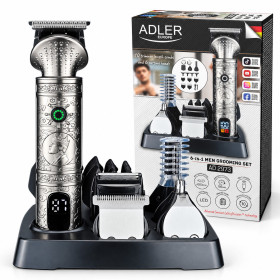 Тримери Триммеры ^/--/^ Чоловічий тример Adler AD 2973 6-в-1 — 10 насадок-гребенів, 100 хв роботи, USB, LED-дисплей - фото фото фото