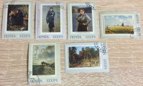 СРСР - СССР - ^/--/^ Полная серия марок СССР 100 лет товариществу передвижных художественных выставок Живопись 1971 Гашеные. 6 штук ^_^^^ Повна серія марок СРСР 100 років товариству пересувних художніх виставок Живопис 1971 Гашені. 6 штук - фото фото фото