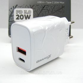 Акумулятори Аккумуляторы ^/--/^ Зарядное устройство Grand-X CH-890 /--/ W 20 /--/ W PD 3.0 USB-C для Apple iPhone и Android QC /--/ 4.0,FCP,AFC - фото фото фото