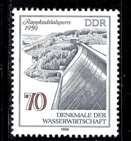 НДР, ФРН ГДР, ФРГ ^/--/^ ГДР / DDR  1986 г  MNH - техника - плотина ^_^^^ ГДР / DDR 1986 MNH - техніка - гребля - фото фото фото