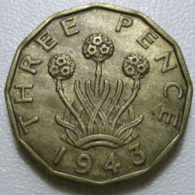 Георг VI (-) Георг VI (-) ^/--/^ Велика Британія 3 пенса 1943 року 41586 ^_^^^ Великобритания 3 пенса 1943 года 41586 - фото фото фото
