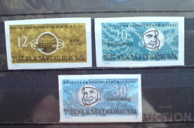Освоєння космосу Освоение космоса ^/--/^ Вьетнам  Vietnam Space Space  1963 Mi 265-267 Vostok 3 and 4 Imperf MNH 2.85 EURO ^_^^^ В'єтнам Vietnam Space 1963 Mi 265-267 Vostok 3 and 4 Imperf MNH 2.85 EURO - фото фото фото