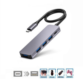 USB адаптери USB адаптеры ^/--/^ Разветвитель Type-C на USB 3.0 с PD 100 /--/ W, USB-хаб на 4 порта, металлический  (TypeC-HUB-PD /--/ 100) ^_^^^ Розгалужувач Type-C на USB 3.0 з PD 100 /--/ W, USB-хаб на 4 порти, металевий (TypeC-HUB-PD /--/ 100) - фото фото фото