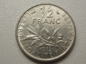 Франція Франция ^/--/^ Франция 1/2 франка 1972 года 38074 ^_^^^ Франція 1/2 франка 1972 38074 - фото фото фото