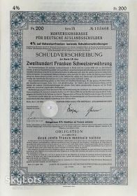 Акції, облігації, лотереї Акции, облигации, лотереи ^/--/^ Облігація Konversionskasse Deutsche Auslandsschulden 1935 Швейцарія Mt 17 ^_^^^ Облигация Konversionskasse Deutsche Auslandsschulden 1935 Швейцария Mt 17 - фото фото фото