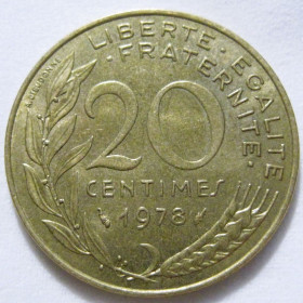 Франція Франция ^/--/^ Франція 20 сантимів 1978 року #6 /--/ П /--/ 1410 ^_^^^ Франция 20 сантимов 1978 года #6 /--/ П /--/ 1410 - фото фото фото