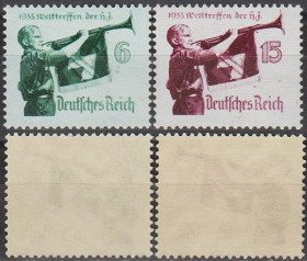 Третій Рейх (-) Третий Рейх (-) ^/--/^ 1935 - Рейх - Гітлер-югенд Mi.584-x 585-y _38,0 € ** ^_^^^ 1935 — Рейх — Гитлер-югенд Mi.584-x 585-y _38,0 € ** - фото фото фото