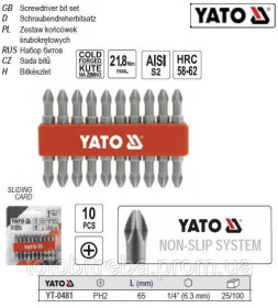Викрутки Отвертки ^/--/^ Набор насадка бита PН /--/ 2 YATO 1/4&amp;quot; l /--/ 65 мм 10 штук YT-0481 ^_^^^ Набор насадка бита PН /--/ 2 YATO 1/4&amp; l /--/ 65 мм 10 штук YT-0481 - фото фото фото