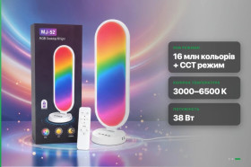 Лампи настільні Лампы настольные ^/--/^ Настільна RGB-лампа MJ-52 з пультом і функцією заряджання пристроїв ^_^^^ Настольная RGB-лампа MJ-52 с пультом и функцией заряжания устройств - фото фото фото