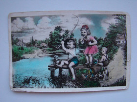 СРСР СССР ^/--/^ Фотооткрытка Рыболовы худ.С Гайворонский , 1954 г. ^_^^^ Фотовідкритка Рибалки худ.З Гайворонський, 1954 р. - фото фото фото
