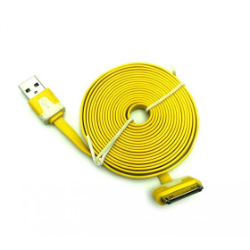 Кабелі Кабели ^/--/^ Дата кабель FLAT iPhone 4 3 /--/ m Yellow    (тех. упаковка) ^_^^^ Дата кабель FLAT iPhone 4 3 /--/ m Yellow (тих. упаковка) - фото фото фото