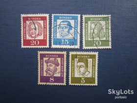 Інше Другое ^/--/^ 5 марок Германия Западный Берлин 1961 стандарт персоналии известные немцы гаш ^_^^^ Західний Берлін 1961 стандарт персоналії відомі німці гаш - фото фото фото